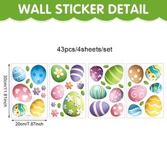 4 Sheets Double Sided Easter Window Clings, Large Eggs Multicolour