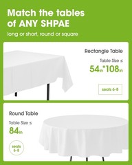 Pureegg Plastic Table Cloth Disposable 8 Pack, 54 x 108 Inch Table Cloths, Pa…