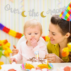 over the Moon Banner, Oh Baby Shower Party Bunting Decor, Love You to the Moon a