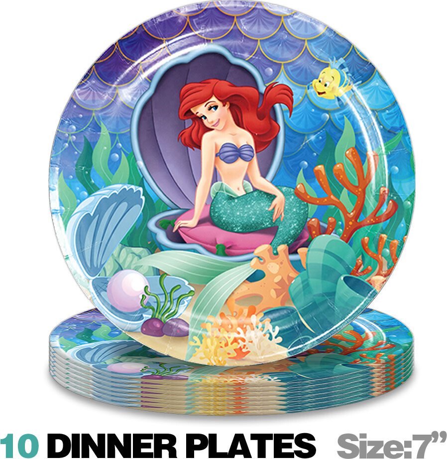Ariel Princess Party Supplies Set Plates Tableware Disposable Dinnerware