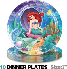 Ariel Princess Party Supplies Set Plates Balloon Cake Toppers Banner