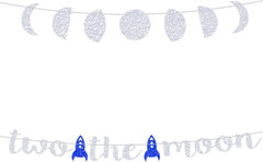 Two the Moon Birthday Decorations Silver Glitter Two the Moon Party Banner for O