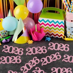 24 PCS 2026 Pink Table Confetti Class Of 5.4×3.8 Inch Graduation Decor