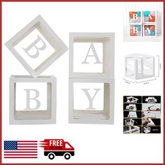 4PCS Baby Shower Decoration Boxes with Letters for Birthday and Gender Reveal