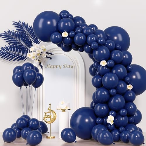 130pcs Navy Blue Balloons Different Sizes 18″ 12″ 10″ 5″ Dark Blue 13 Navy Blue