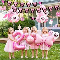 Minnie Mouse 2nd Birthday Party Decorations Cake Topper Balloons Tablecloth Set