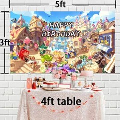 Cookie Run Party Supplies Birthday Backdrop Banner Birthday Gift Vinyl 5x3ft