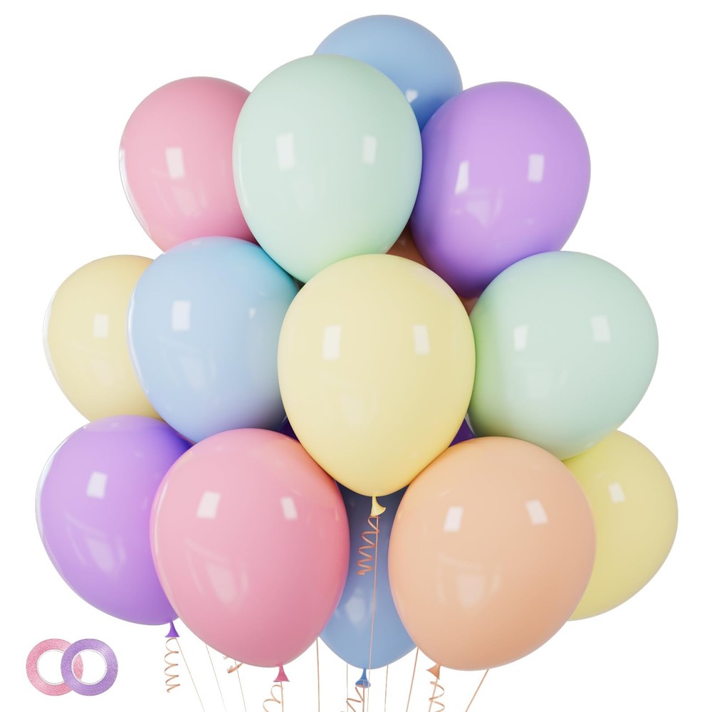 Pastel Balloons 100 Pack 12 inch Pastel Colors Latex Party Balloons for Rainb…
