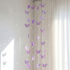 3D Purple Butterfly Decorations 32ft Butterfly Hanging Garlands Plastic Cryst…