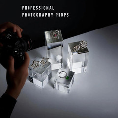 Clear Polished Glass Cube Photo Props, Transparent Solid Glass Display Blocks fo