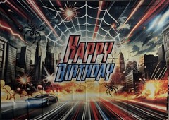 Spider-Man Themed Happy Birthday Backdrop 7×4 Feet – New 🕸️