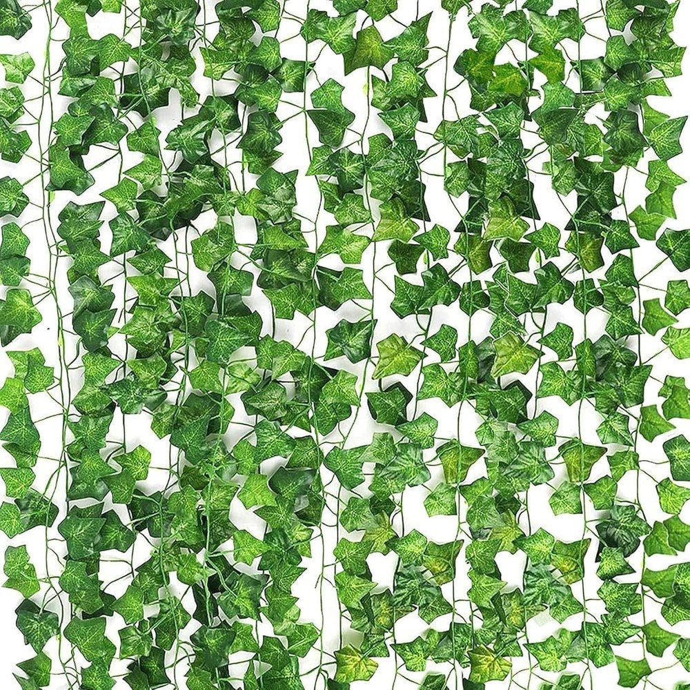 CEWOR 14 Pack 98 Feet Fake Ivy Leaves Artificial Garland Greenery Green