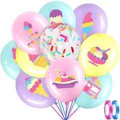 60 Pack Ice Cream Party Balloons Decorations, 12 Inch Sprinkles Party Confett…