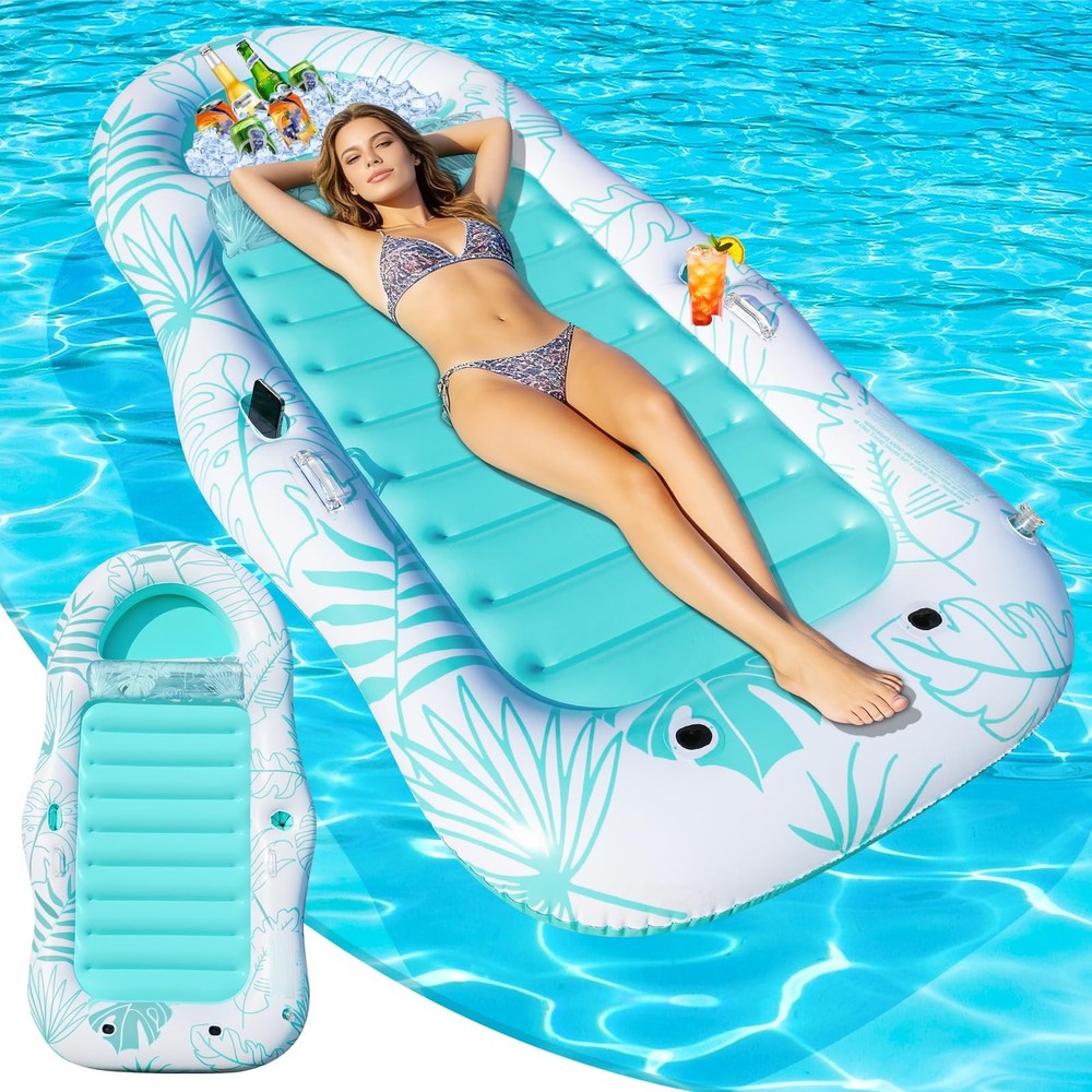 Inflatable Pool Floats Adult, 87″x 47″ Large Pool Lounger Float with Storage …