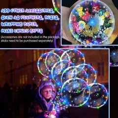 50 Pack LED Light Up BoBo Balloons 20″ Party Birthday Transparent Bubble Balloon