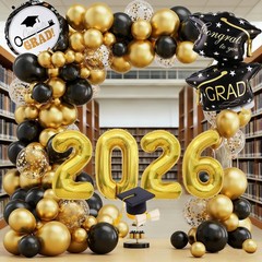 Black Gold Graduation Party Decorations 2026, Graduation Balloon Arch Kit wit…