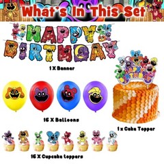 Cute Cartoon Animal Theme Birthday Party Supplies Banner Balloon Cake Toppers