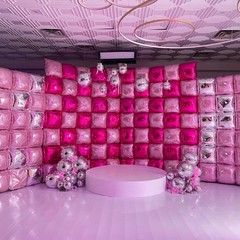 Hot Pink and Rose Double Sided Square Foil Balloons Wall,19 Inches Pink Metal…