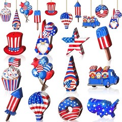 36 Pcs 4th of July Patriotic Ornaments 250th Anniversary Tree Decorations Red…
