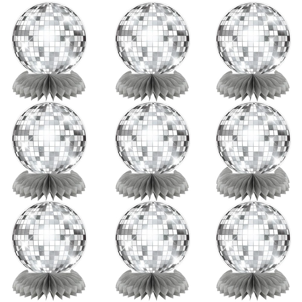 Silver 70s Disco Centerpieces For Tables Flat Party Decor Birthday Not Ball