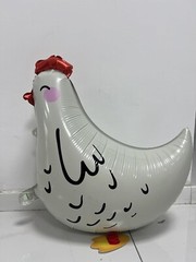 8 PCS Walking Chicken Balloons, Aluminum Foil Chicken Party Decorations White an