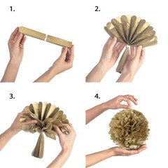10 PCS 4 Inch Paper Tissue Pom Poms DIY Flowers Ball Wedding Party Gold