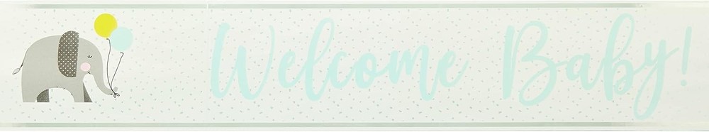 Amscan Welcome Baby Foil Banner Silver 2.7m Unisex Party Decoration Baby Shower