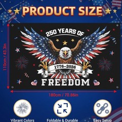250th Anniversary Backdrop 4th July Independence Day Patriotic USA Photo Booth B