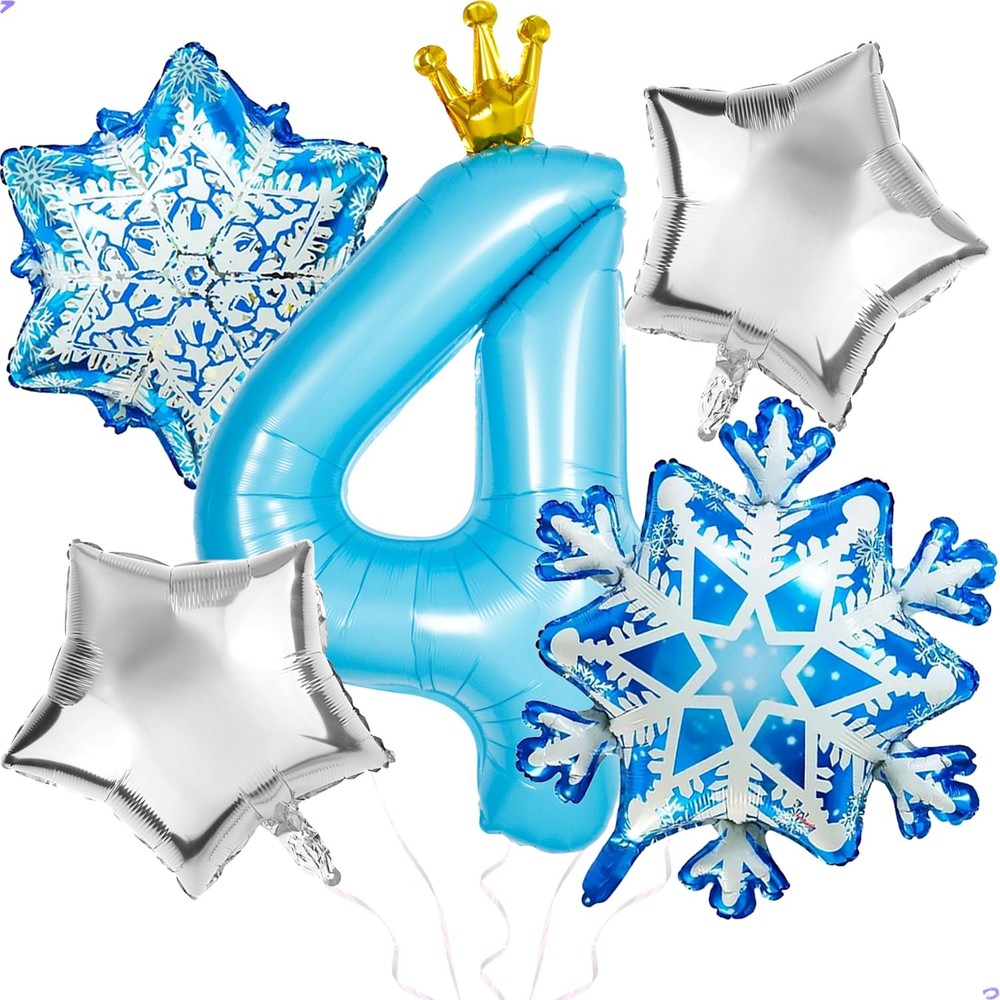 Frozen 4th Birthday Party Decorations Balloon, 40″ Elsa 4 Balloon with Crown …