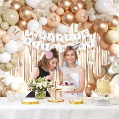 Beige Cream and Neutral Birthday Party Decorations with Happy Birthday Boho