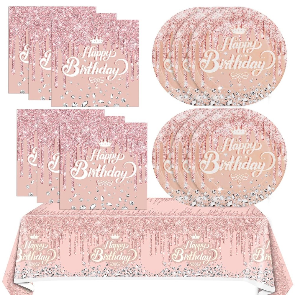 Rose Gold Birthday Decorations 41Pcs Pink Party Supplies Balloon Set Banner