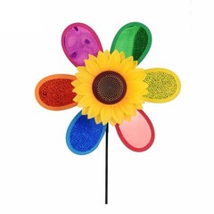 Balcony Sunflower Windmill Wind Spinner Bright Colors Colorful Creative