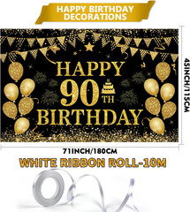 90Th Birthday Decorations for Women Men – Happy 90Th Birthday Banner Decorations