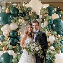 Emerald Green White Gold Balloons Arch Kit,Double Stuffed Dark Green Sage Olive
