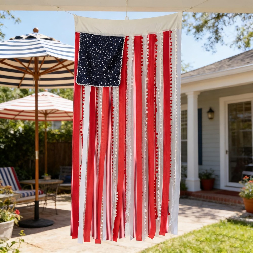 4th of July Decorations,Patriotic Memorial Day Decor- 4 x 2.3 Ft Rag Flag Ban…