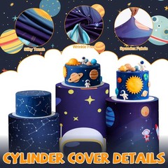 Mindsoft Set Of 3 Outer Space Spandex Cylinder Stand Covers For Party Planet