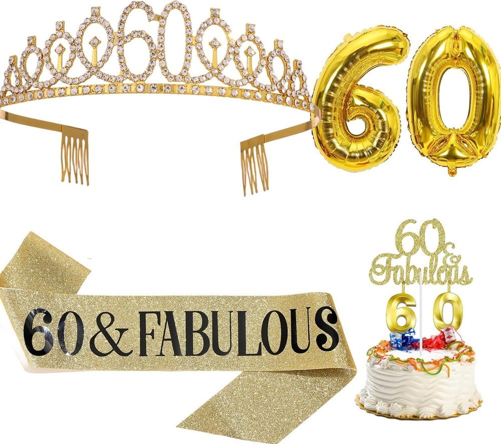 60th Birthday Decorations for Women»60 & Fabulous» Birthday SashCrownBirthday…
