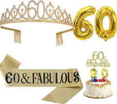 60th Birthday Decorations for Women»60 & Fabulous» Birthday SashCrownBirthday…