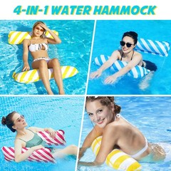 Inflatable Pool Float Hammock Adults 4 in 1 Water Lounger Headrest Footrest
