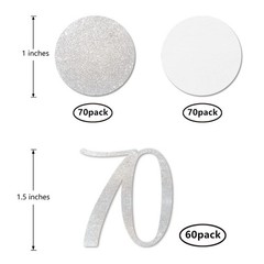 200 PCS Silver Glitter 70th Birthday Number Confetti Table Decoration