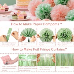 Pink and Green Decorations, Party Décor for , Happy Decorations with Banner F…