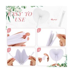Wesiti 100 Sets Folding Handheld Fans Heart Shaped Wedding Foldable Paper Fan…