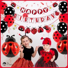 Pirese Ladybug Birthday Decorations, Party 7 inches x 8 inches, Red