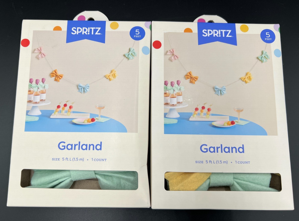 Lot of 2 Target Spritz Spring Pastel Bows Garland 5′ Each Princess Party Girl