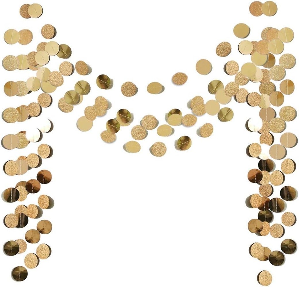 6 Pcs Glitter Champagne Gold Paper Circle 6 Count (Pack of 1),