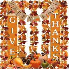 5 Pack 30Ft Artificial Fall Maple Leaf Garland Autumn Thanksgiving Decor