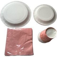 40 Pcs Pink & Rose Gold Polka Dots Party Supplies Plates Napkins Cups new