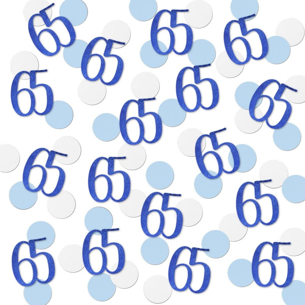 200 PCS Blue Glitter 65th Birthday Number Confetti Party Table Decor Supply