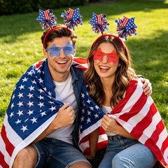 Festive 4 PCS Independence Day Accessories – Comfortable Headbands & Sunglasses