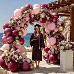 Burgundy Pink Balloon Garland Double Pastel Light Pink Gold Mauve Balloons Ma…